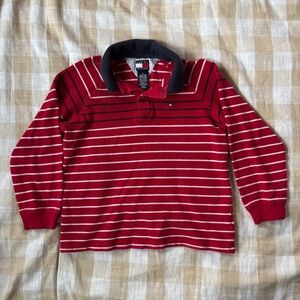 Tommy Hilfiger Red and White Striped Polo - Kids Size 6